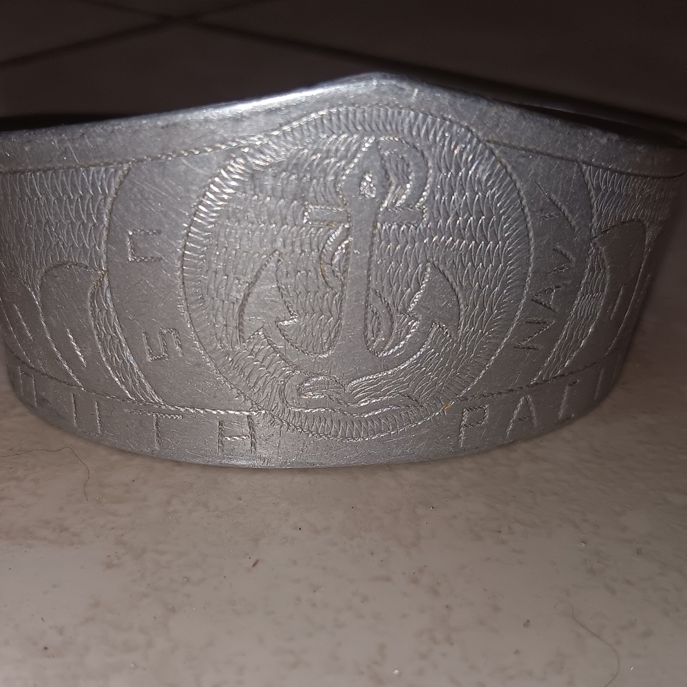 Vintage Navy WWII US Military Trench Art Aluminum Cuff